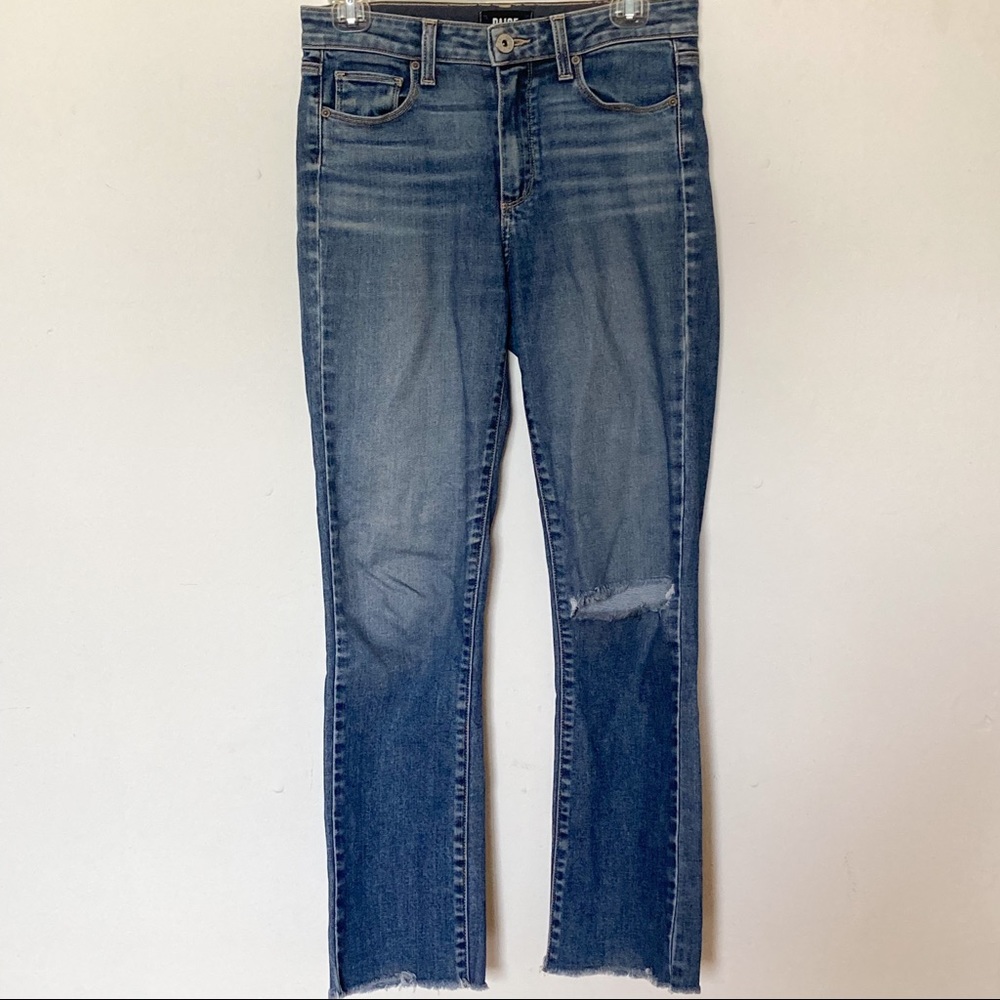 PAIGE Mid-High Rise Straight Crop Jeans